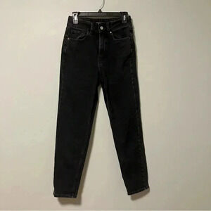 Denim&Co black tapered leg  high waisted jeans